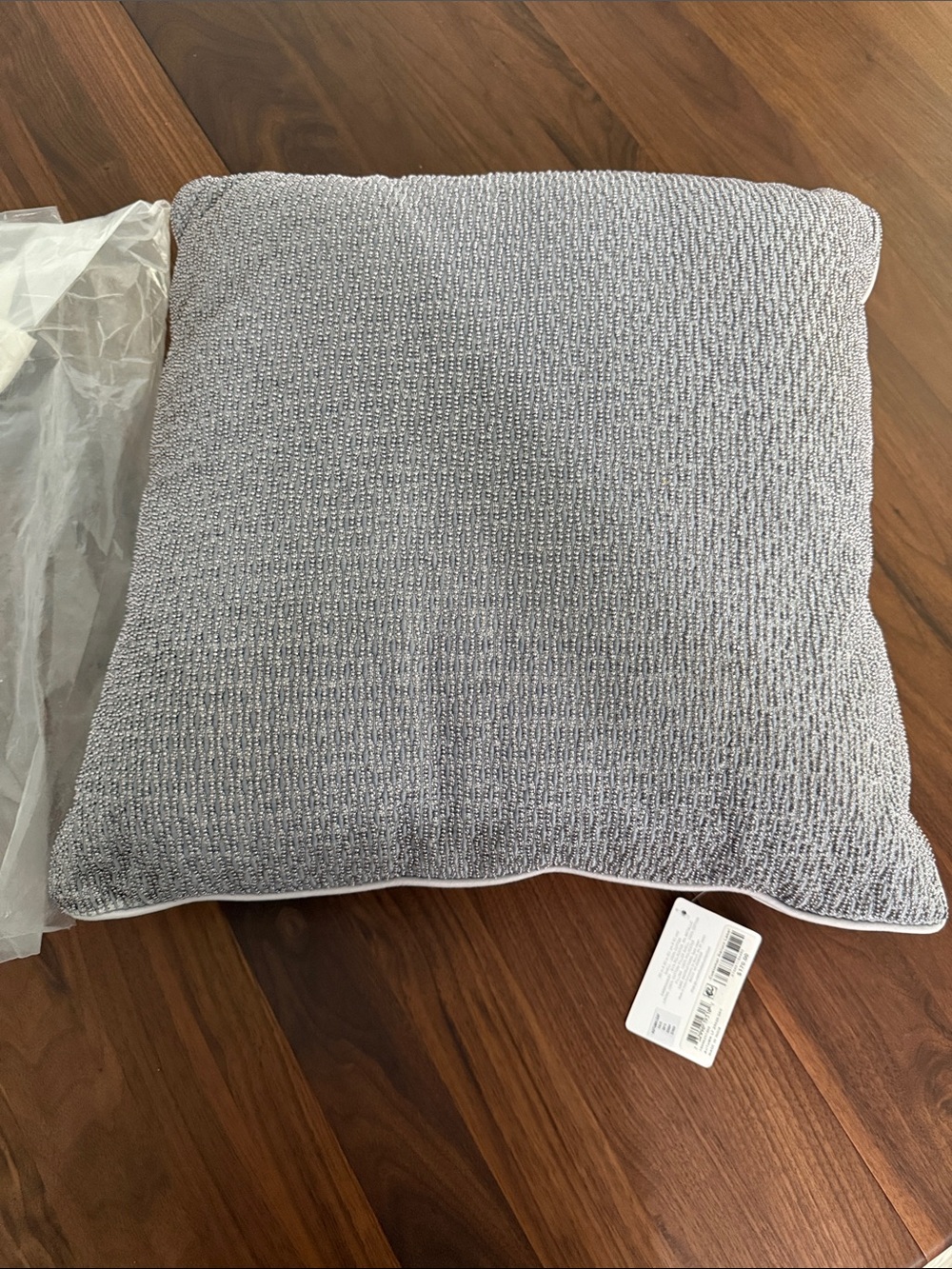 Hotel Collection Autumn Leaf Gray Knit Textured Square Throw Pillow 20x 20
